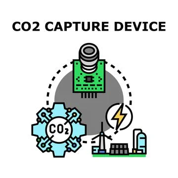 Carbon dioxide capture technology for sustainable environment solution Stock Illustration