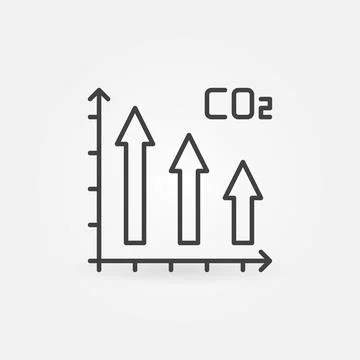 Carbon Dioxide CO2 Chart with Arrows vector thin line icon Stock Illustration