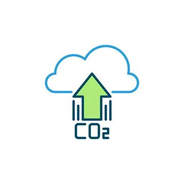 Carbon Dioxide CO2 Cloud with Arrow vector colored icon Stock Illustration