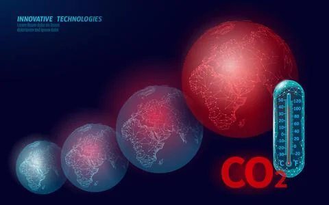 Carbon dioxide CO2 ecology problem eco concept. Renewable organic gas 3D render Stock Illustration