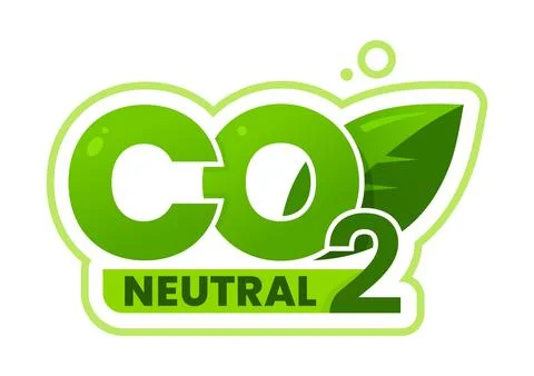 Carbon dioxide, CO2 neutral emission icon or seal Stock Illustration