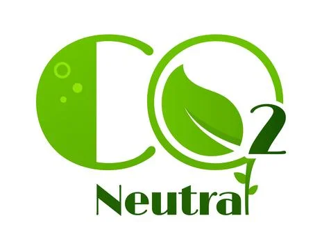 Carbon dioxide, CO2 neutral emission icon or seal Stock Illustration