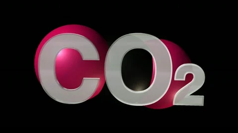 Carbon Dioxide CO2 Text and Molecule With Alpha Channel Stock Footage 10913058