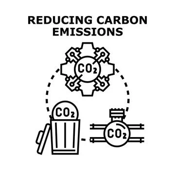 Carbon dioxide emissions reduction and capture process Stock Illustration