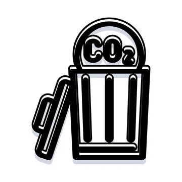 Carbon dioxide emissions trash bin disposal concept Stock Illustration