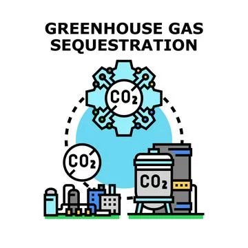 Carbon dioxide gas sequestration and climate change solution Illustration