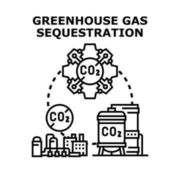 Carbon dioxide gas sequestration and climate change solution Illustrazione stock