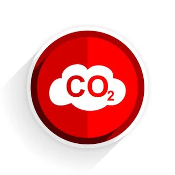 Carbon dioxide icon, red circle flat design internet button, web and mobile a Stock Illustration