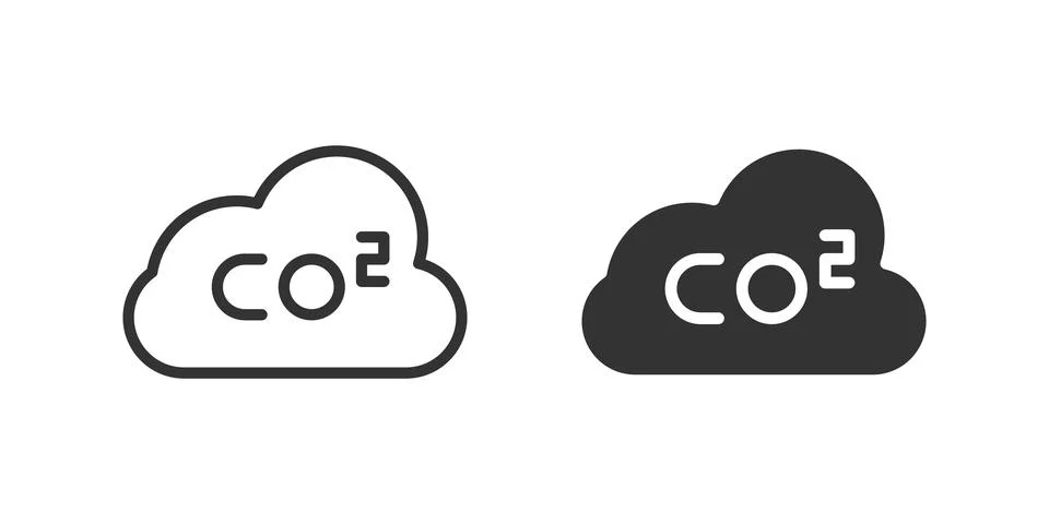 Carbon dioxide icon set visualizing CO2 emissions and environmental impact. Illustrazione stock