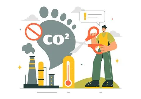 Carbon Dioxide or CO2 Vector Illustration Emphasizing the Importance of Sav.. Stock Illustration