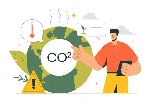 Carbon Dioxide or CO2 Vector Illustration Emphasizing the Importance of Sav.. Stock Illustration