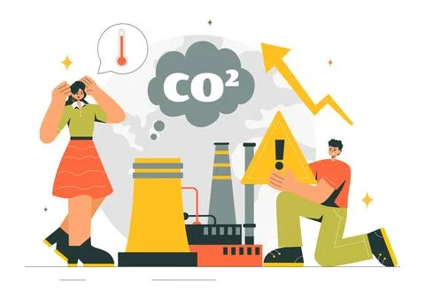 Carbon Dioxide or CO2 Vector Illustration Emphasizing the Importance of Sav.. Stock Illustration