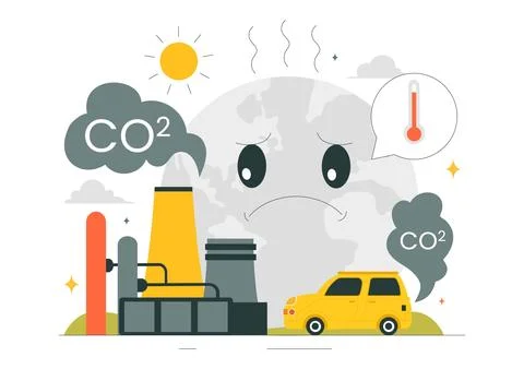 Carbon Dioxide or CO2 Vector Illustration Emphasizing the Importance of Sav.. Stock Illustration
