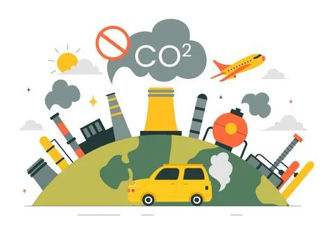 Carbon Dioxide or CO2 Vector Illustration Emphasizing the Importance of Sav.. Stock Illustration