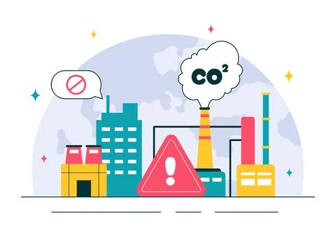 Carbon Dioxide or CO2 Vector Illustration Emphasizing the Importance of Sav.. Stock Illustration