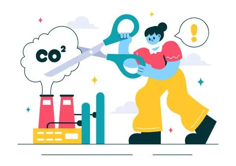 Carbon Dioxide or CO2 Vector Illustration Emphasizing the Importance of Sav.. Stock Illustration