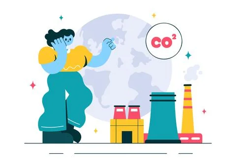 Carbon Dioxide or CO2 Vector Illustration Emphasizing the Importance of Sav.. Stock Illustration