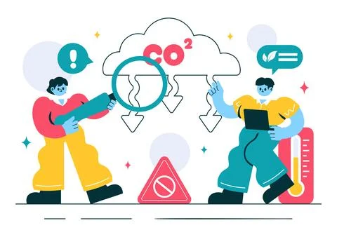 Carbon Dioxide or CO2 Vector Illustration Emphasizing the Importance of Sav.. Stockillustratie