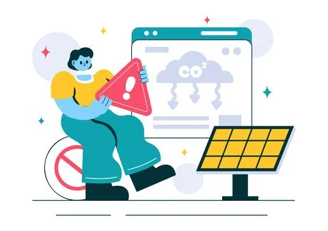 Carbon Dioxide or CO2 Vector Illustration Emphasizing the Importance of Sav.. Stock Illustration