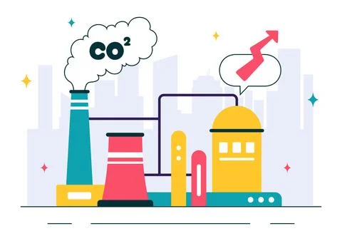 Carbon Dioxide or CO2 Vector Illustration Emphasizing the Importance of Sav.. Stock Illustration