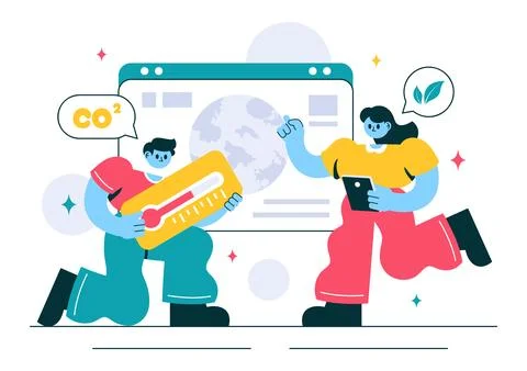 Carbon Dioxide or CO2 Vector Illustration Emphasizing the Importance of Sav.. Stock Illustration