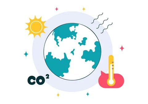 Carbon Dioxide or CO2 Vector Illustration Emphasizing the Importance of Sav.. Stock Illustration