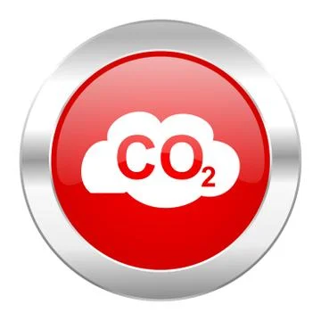 Carbon dioxide red circle chrome web icon isolated.. Stock Illustration
