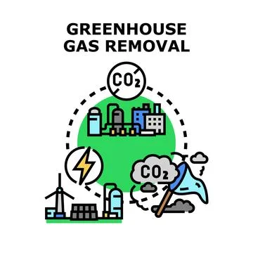 Carbon dioxide removal process from industrial emissions Stock Illustration