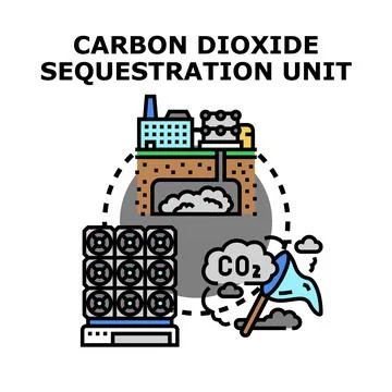 Carbon dioxide sequestration process capturing emissions for underground st.. Stock Illustration