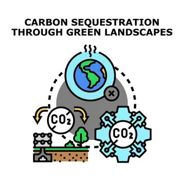 Carbon dioxide sequestration reducing global environmental impact Stock Illustration