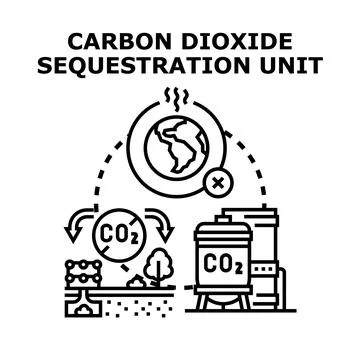 Carbon dioxide sequestration unit limiting global warming Stock Illustration