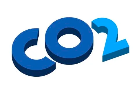 Carbon dioxide symbol in 3d effect. Isolated. 库存插图