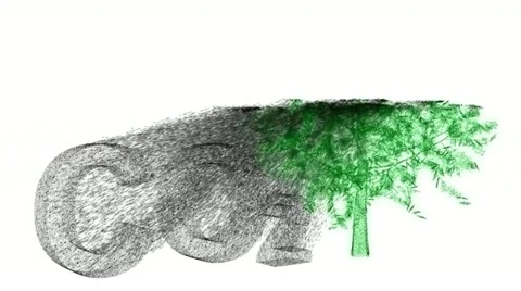 Carbon dioxide symbol is broken down and re-formed as a tree. Stock Footage 12034157