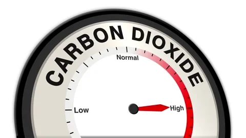 Carbon dioxide Text or Word Level Low Normal High - Barometer or Tachometer Stock Footage 307244990