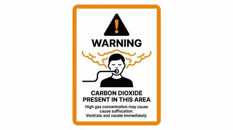Carbon dioxide warning sign board. Stock Illustration