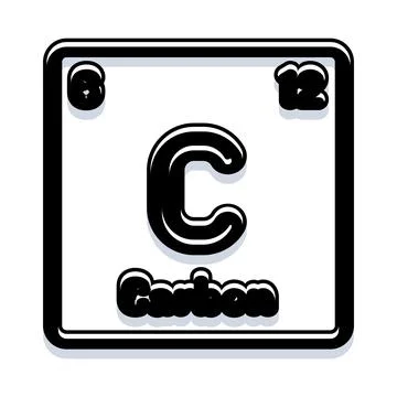 Carbon element periodic table symbol square design Stock Illustration