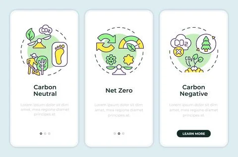 Carbon emission commitments onboarding mobile app screen Stock Illustration
