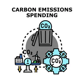 Carbon emissions spending concept for global warming Stock Illustration