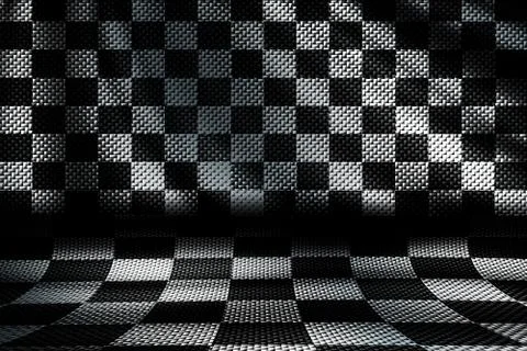 Carbon fiber background. checkered pattern. 3d illustration material design. Stock Illustration