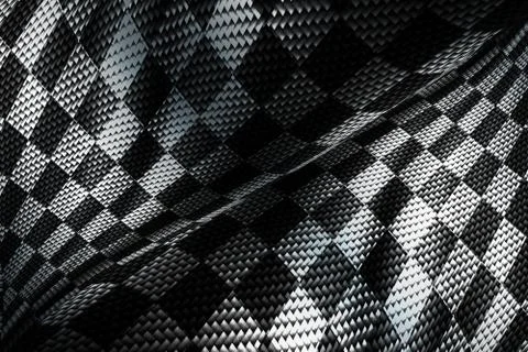 Carbon fiber background. checkered pattern. 3d illustration material design. Stock Illustration