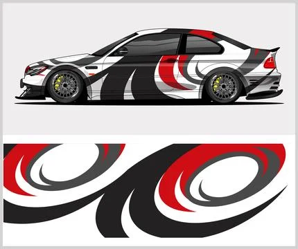 Carbon fiber patterns, Car Wrap mockups with Vector Design Stock Illustration