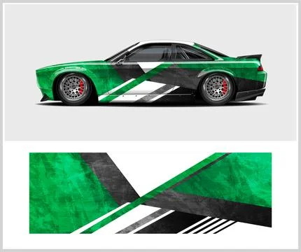 Carbon fiber patterns, Car Wrap mockups with Vector Design Stock Illustration