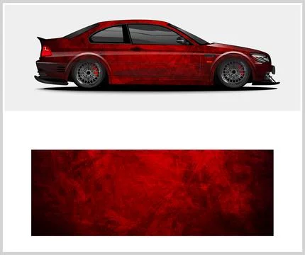 Carbon fiber patterns, Car Wrap mockups with Vector Design Stock Illustration