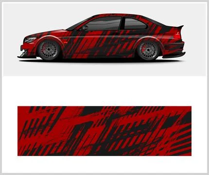 Carbon fiber patterns, Car Wrap mockups with Vector Design Stock Illustration