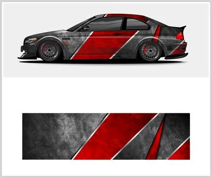 Carbon fiber patterns, Car Wrap mockups with Vector Design Stock Illustration