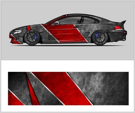 Carbon fiber patterns, Car Wrap mockups with Vector Design Stock Illustration