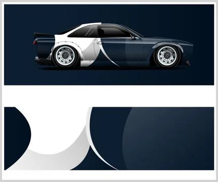 Carbon fiber patterns, Car Wrap mockups with Vector Design Stock Illustration