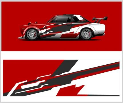 Carbon fiber patterns, Car Wrap mockups with Vector Design Stock Illustration