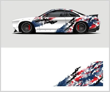 Carbon fiber patterns, Car Wrap mockups with Vector Design Stock Illustration