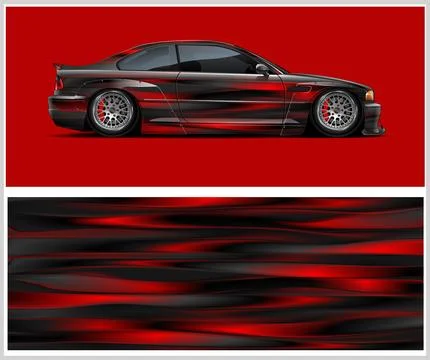 Carbon fiber patterns, Car Wrap mockups with Vector Design Stock-Illustration